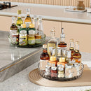 2PCS Acrylic Lazy Susan Organizer with Diamond Design | 360° Rotating Makeup & Vanity Tray | Modern Kitchen & Bathroom Storage（Transparent grey）