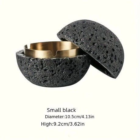 Nordic industrial style concrete ashtray, handcrafted with natural texture, detachable stainless steel bowl with anti-ash lid — easy to clean, durable, suitable for living rooms, bars, offices, ideal gift for Father’s Day, Christmas, housewarming.（Rock wh