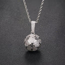 Football Hollow Pendant Necklace, Synthetic Zirconia Setting, Hip Hop Sporty Style, Trendy and Versatile.(silver)