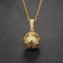 Football Hollow Pendant Necklace, Synthetic Zirconia Setting, Hip Hop Sporty Style, Trendy and Versatile.(silver)
