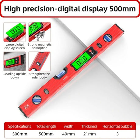 400mm Digital Level with Backlit LCD Display, Strong Magnetic Base, and Heavy-Duty Aluminum Alloy Material