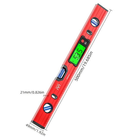 400mm Digital Level with Backlit LCD Display, Strong Magnetic Base, and Heavy-Duty Aluminum Alloy Material