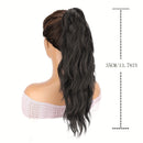 Water wave curly hair clip-in ponytail wig, made of high-heat-resistant synthetic material. Perfect for daily wear to add volume, ideal for holiday celebrations and Halloween parties.（Dark brown）