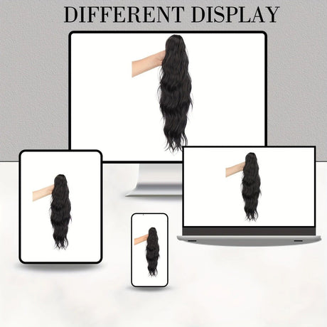 Water wave curly hair clip-in ponytail wig, made of high-heat-resistant synthetic material. Perfect for daily wear to add volume, ideal for holiday celebrations and Halloween parties.（Dark brown）