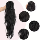 Water wave curly hair clip-in ponytail wig, made of high-heat-resistant synthetic material. Perfect for daily wear to add volume, ideal for holiday celebrations and Halloween parties.（Mixed color 4H27）