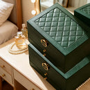 Dark green Multi - layer Jewelry Storage Box: Velvet Lining, Three - layer Zoning, Double - drawer Storage for Accessories