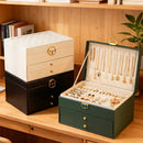 Dark green Multi - layer Jewelry Storage Box: Velvet Lining, Three - layer Zoning, Double - drawer Storage for Accessories