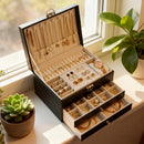 Dark green Multi - layer Jewelry Storage Box: Velvet Lining, Three - layer Zoning, Double - drawer Storage for Accessories