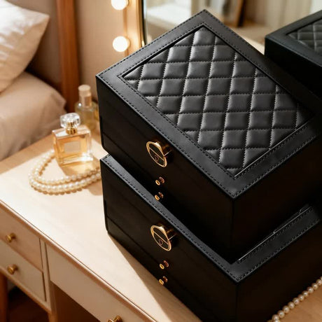 Dark green Multi - layer Jewelry Storage Box: Velvet Lining, Three - layer Zoning, Double - drawer Storage for Accessories
