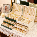 Dark green Multi - layer Jewelry Storage Box: Velvet Lining, Three - layer Zoning, Double - drawer Storage for Accessories