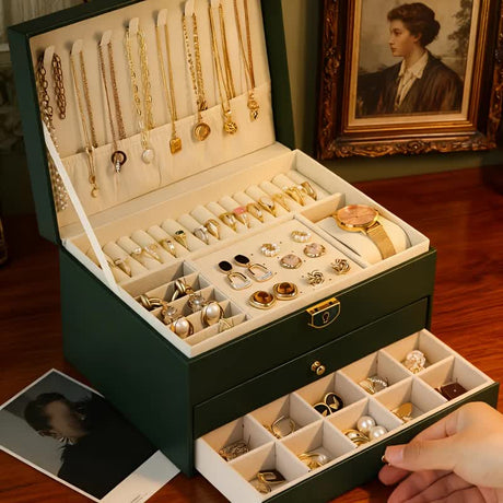Pink Multi - layer Jewelry Storage Box: Velvet Lining, Three - layer Zoning, Double - drawer Storage for Accessories