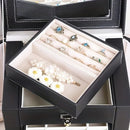 Women's Multi-functional Jewelry Box: Built-in Mirror, Multi-layer Drawer Storage, Side Hooks to Prevent Tangling and Protect Accessories.White