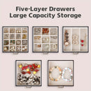 Women's Multi-functional Jewelry Box: Built-in Mirror, Multi-layer Drawer Storage, Side Hooks to Prevent Tangling and Protect Accessories.White