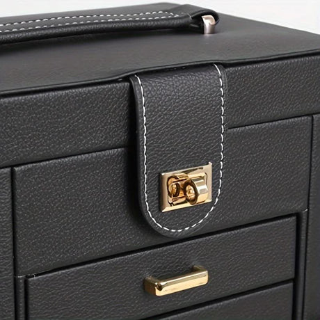 Women's Multi-functional Jewelry Box: Built-in Mirror, Multi-layer Drawer Storage, Side Hooks to Prevent Tangling and Protect Accessories.White