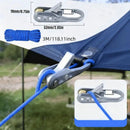 12-Piece Outdoor Tent Guyline Tensioner Kit, Dual-Row Buckle Brass Roller, Rebound Self-Locking Sturdy Windproof