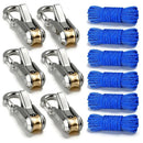 12-Piece Outdoor Tent Guyline Tensioner Kit, Dual-Row Buckle Brass Roller, Rebound Self-Locking Sturdy Windproof