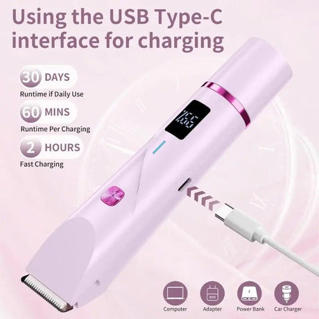 Women's Electric Dual Head Hair Remover – Double Ring Blade for Efficient Hair Removal, Fine Trimming Blade for Detailed Grooming, IPX7 Full Body Waterproof, Safe and Painless（pink)