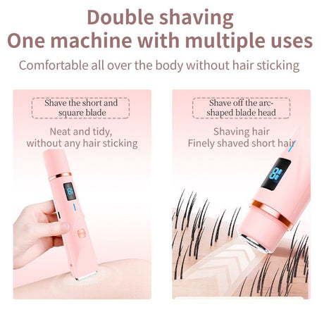 Women's Electric Dual Head Hair Remover – Double Ring Blade for Efficient Hair Removal, Fine Trimming Blade for Detailed Grooming, IPX7 Full Body Waterproof, Safe and Painless(BLUE)