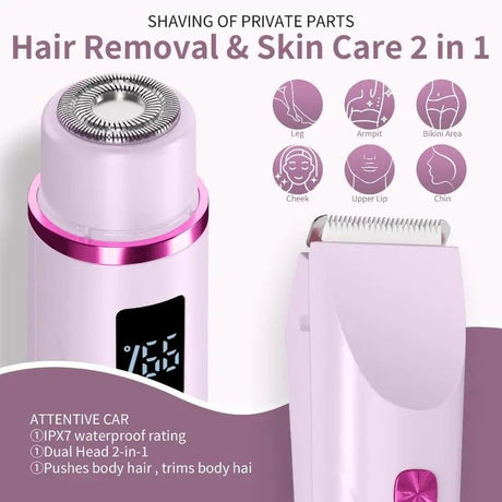 Women's Electric Dual Head Hair Remover – Double Ring Blade for Efficient Hair Removal, Fine Trimming Blade for Detailed Grooming, IPX7 Full Body Waterproof, Safe and Painless(purple)