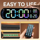 13.7" Large LED Digital Wall Clock - Auto Dimming, Temperature Display, Ideal for Bedroom & Office(5502 Deep pink)