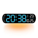 13.7" Large LED Digital Wall Clock - Auto Dimming, Temperature Display, Ideal for Bedroom & Office(5502 Deep pink)