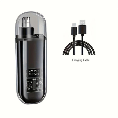 Electric nose hair trimmer, fashionable mini portable, wireless USB charging, suitable for both men and women, super easy-to-use nose hair trimmer.black