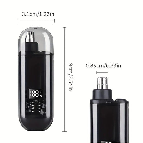 Electric nose hair trimmer, fashionable mini portable, wireless USB charging, suitable for both men and women, super easy-to-use nose hair trimmer.black