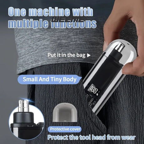 Electric nose hair trimmer, fashionable mini portable, wireless USB charging, suitable for both men and women, super easy-to-use nose hair trimmer.black