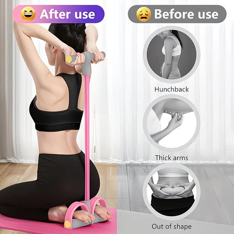 SKY blue Home-use six-tube resistance band with non-slip pedals and quiet rebound. Targets multiple muscle groups for full-body fat burning, shaping, and stretching. Portable and suitable for all.