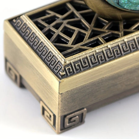 Swan Lake Double-Layer Incense Burner, Dual-Purpose Design, Deep Blue-Gold Swan, Auspicious Tea & Study Decoration