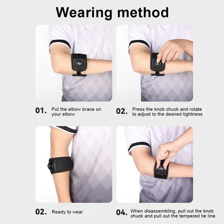 BOA Knob Elbow Brace | Adjustable Elastic Compression Support, Built-in Cushioning & Shock Absorption, Suitable for Baseball/Badminton/Tennis/Volleyball, Black Unisex