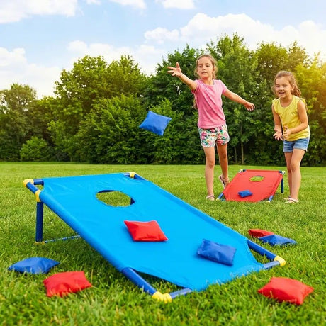 kids outdoor toys throwing game bean bag toss set foldable portable hand eye coordination educational toy family party camping interactive equipment BLUE