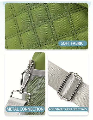 GREEN Large Capacity Travel Bag / Lunch Bag. Expandable 5cm, Multi-Compartment Storage, Hand/Shoulder Carry, Multi-Color Portable for Trips