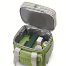 GREEN Large Capacity Travel Bag / Lunch Bag. Expandable 5cm, Multi-Compartment Storage, Hand/Shoulder Carry, Multi-Color Portable for Trips