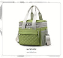 GREEN Large Capacity Travel Bag / Lunch Bag. Expandable 5cm, Multi-Compartment Storage, Hand/Shoulder Carry, Multi-Color Portable for Trips