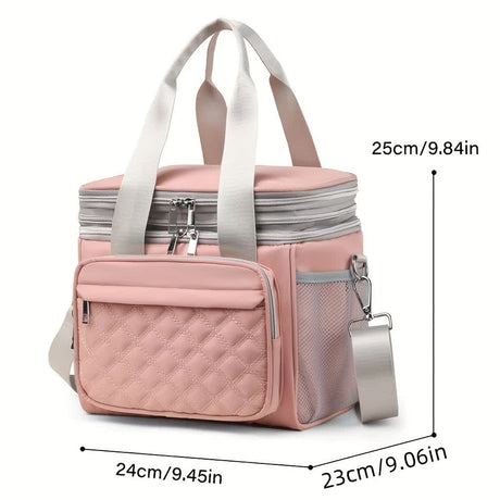 GREEN Large Capacity Travel Bag / Lunch Bag. Expandable 5cm, Multi-Compartment Storage, Hand/Shoulder Carry, Multi-Color Portable for Trips