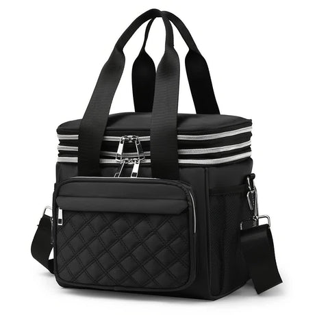 GREEN Large Capacity Travel Bag / Lunch Bag. Expandable 5cm, Multi-Compartment Storage, Hand/Shoulder Carry, Multi-Color Portable for Trips