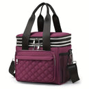 purple Large Capacity Travel Bag / Lunch Bag. Expandable 5cm, Multi-Compartment Storage, Hand/Shoulder Carry, Multi-Color Portable for Trips