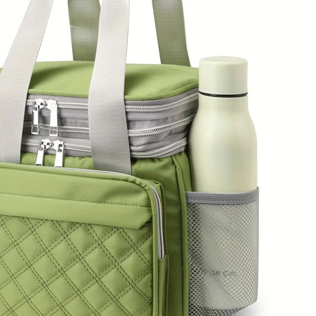purple Large Capacity Travel Bag / Lunch Bag. Expandable 5cm, Multi-Compartment Storage, Hand/Shoulder Carry, Multi-Color Portable for Trips