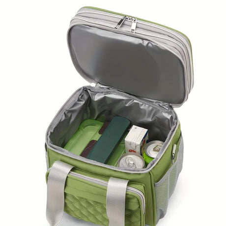 PINK Large Capacity Travel Bag / Lunch Bag. Expandable 5cm, Multi-Compartment Storage, Hand/Shoulder Carry, Multi-Color Portable for Trips