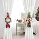 2-Pack Christmas Faceless Old Man Curtain Tiebacks | Polyester Red & Green Plaid Pointed Hat, 25cm Soft Fabric Tie Design, Dual Function as Curtain Holder & Decoration, Brightens Up Your Holiday Window