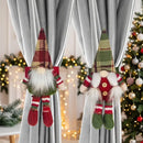 2-Pack Christmas Faceless Old Man Curtain Tiebacks | Polyester Red & Green Plaid Pointed Hat, 25cm Soft Fabric Tie Design, Dual Function as Curtain Holder & Decoration, Brightens Up Your Holiday Window