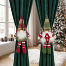 2-Pack Christmas Faceless Old Man Curtain Tiebacks | Polyester Red & Green Plaid Pointed Hat, 25cm Soft Fabric Tie Design, Dual Function as Curtain Holder & Decoration, Brightens Up Your Holiday Window