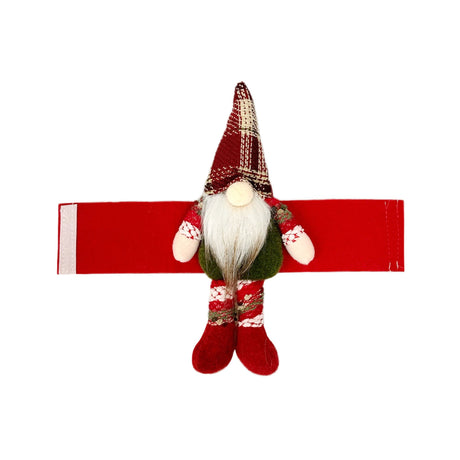 2-Pack Christmas Faceless Old Man Curtain Tiebacks | Polyester Red & Green Plaid Pointed Hat, 25cm Soft Fabric Tie Design, Dual Function as Curtain Holder & Decoration, Brightens Up Your Holiday Window