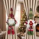 2-Pack Christmas Faceless Old Man Curtain Tiebacks | Polyester Red & Green Plaid Pointed Hat, 25cm Soft Fabric Tie Design, Dual Function as Curtain Holder & Decoration, Brightens Up Your Holiday Window