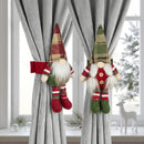 2-Pack Christmas Faceless Old Man Curtain Tiebacks | Polyester Red & Green Plaid Pointed Hat, 25cm Soft Fabric Tie Design, Dual Function as Curtain Holder & Decoration, Brightens Up Your Holiday Window