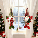 2-Pack Christmas Faceless Old Man Curtain Tiebacks | Polyester Red & Green Plaid Pointed Hat, 25cm Soft Fabric Tie Design, Dual Function as Curtain Holder & Decoration, Brightens Up Your Holiday Window