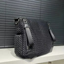 Women's fashionable mesh-paneled crossbody bag, large-capacity lightweight mesh travel vacation sports bag.