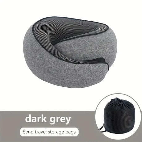 light grey Snail Airplane Neck Pillow – Travel pillow with soft supportive design, ideal for sleep, cars, trains, the office, and home use. Includes a washable pillowcase and portable cervical support pad with storage bag.