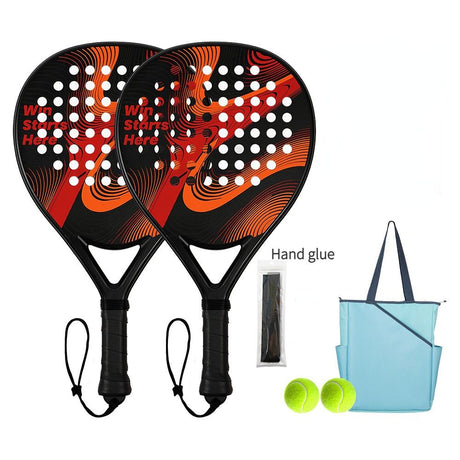 Padel Racket Carbon Fiber Lightweight Control EVA Core | Comfort Grip for Beginner & Intermediate Players（Orange-red wave double beat）